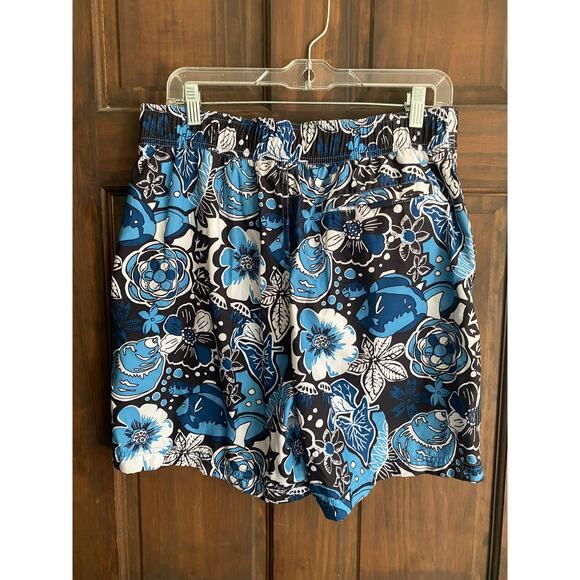 Nautica Mens Floral Blue Swim Trunks Mesh Brief Lining Medium - Picture 8 of 9